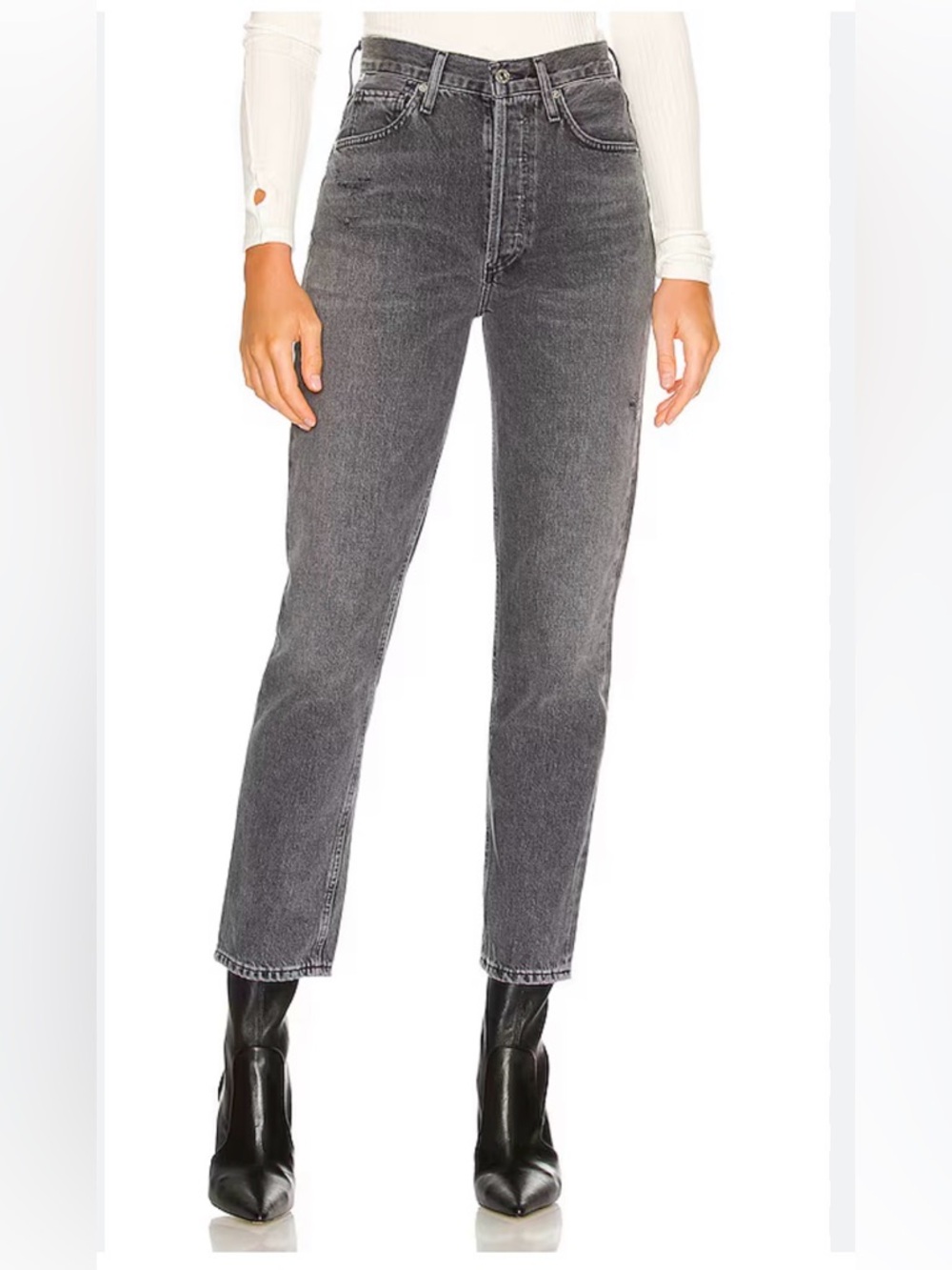 Citizen of Humanity High-Rise Straight Leg Jeans | Washed Black | Size 25